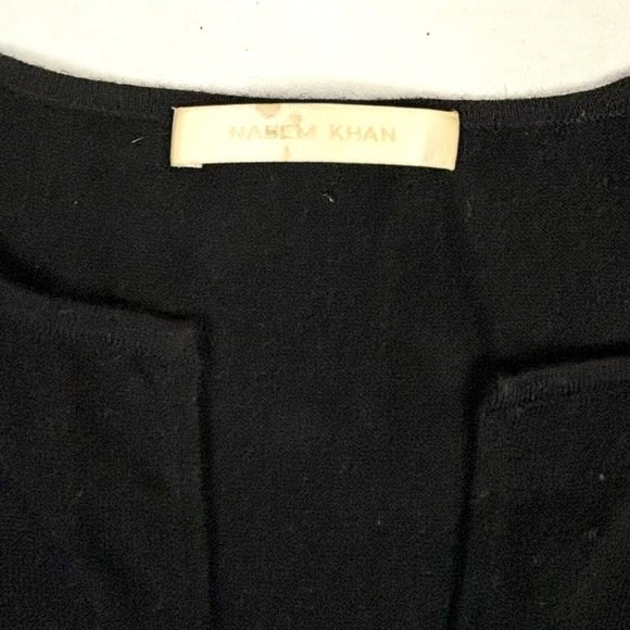 Naeem Khan 100% Fine Cashmere Sweater Women’s XL V-Neck Black Beaded Pom EUC - Picture 8 of 11